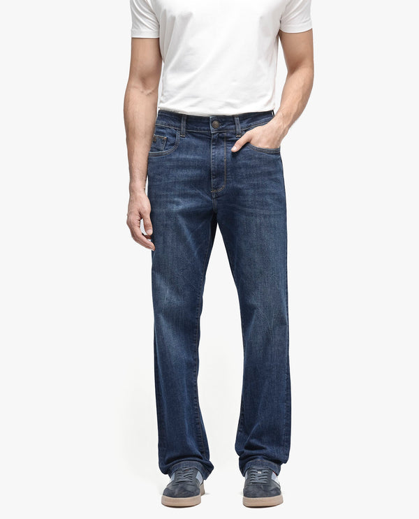 Rare Rabbit Mens Train Fluorescent Blue Regular Fit Mid Wash Mid Rise Jeans