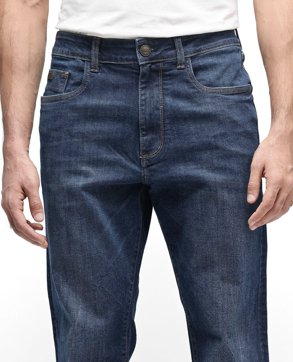 Rare Rabbit Mens Train Fluorescent Blue Regular Fit Mid Wash Mid Rise Jeans