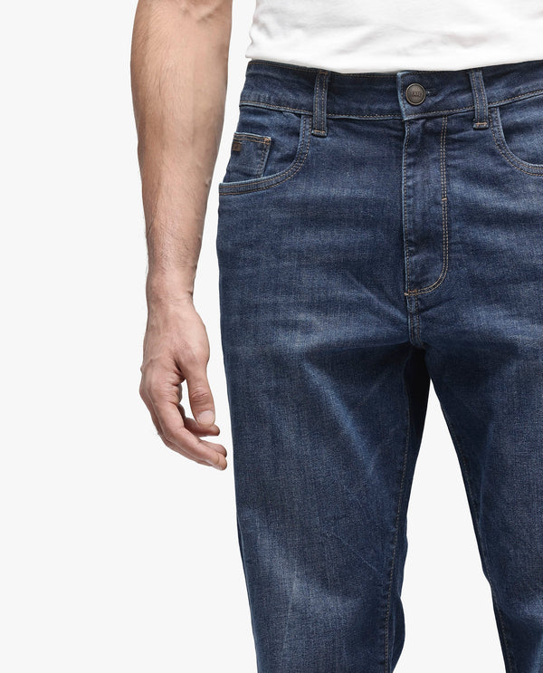 Rare Rabbit Mens Train Fluorescent Blue Regular Fit Mid Wash Mid Rise Jeans