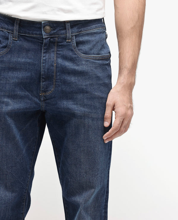 Rare Rabbit Mens Train Fluorescent Blue Regular Fit Mid Wash Mid Rise Jeans