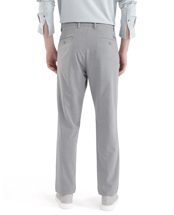 Rare Rabbit Men Travel-25 Grey Button And Zip Closure Plain Trouser