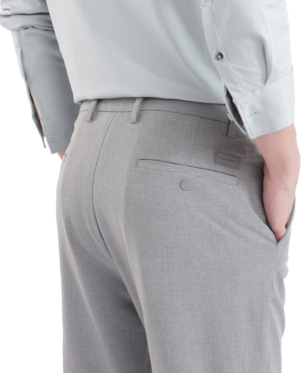 Rare Rabbit Men Travel-25 Grey Button And Zip Closure Plain Trouser