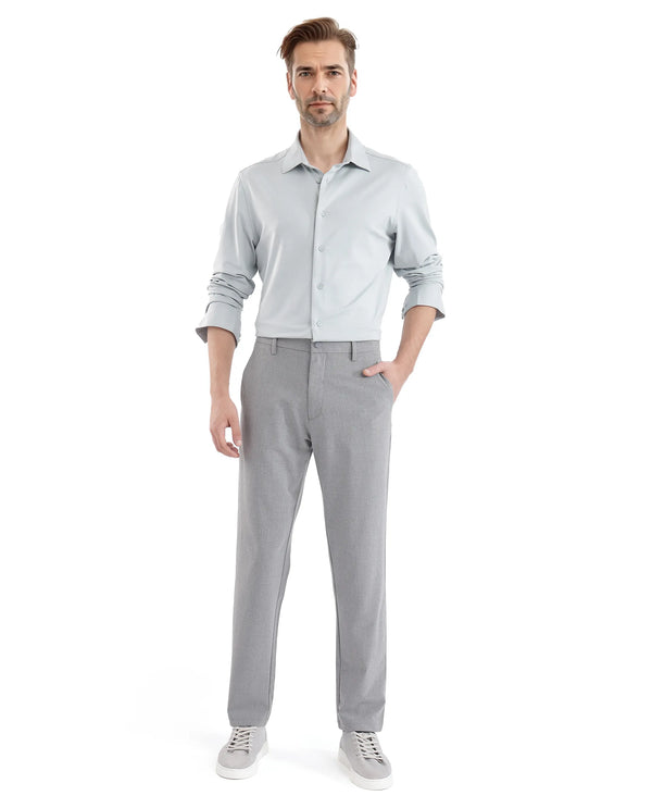 Rare Rabbit Men Travel-25 Grey Button And Zip Closure Plain Trouser