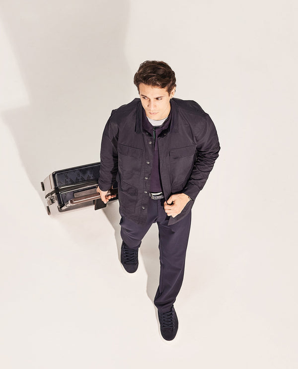 Rare Rabbit Men's Feliu Navy Plain Multi Pocket Utility Jacket