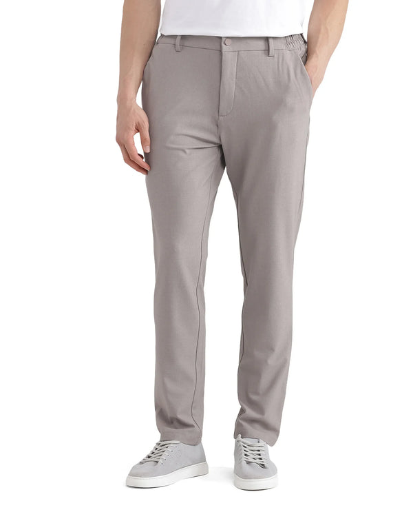Rare Rabbit Men Travel-26 Dark Beige Cotton Elastane Fabric Button And Zip Closure Plain Trouser