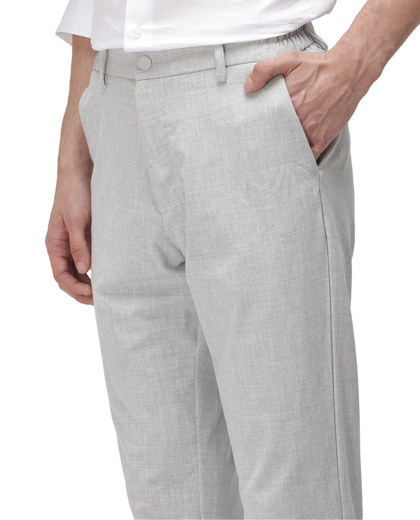 Rare Rabbit Men Travel-26 Grey Cotton Elastane Fabric Button And Zip Closure Plain Trouser