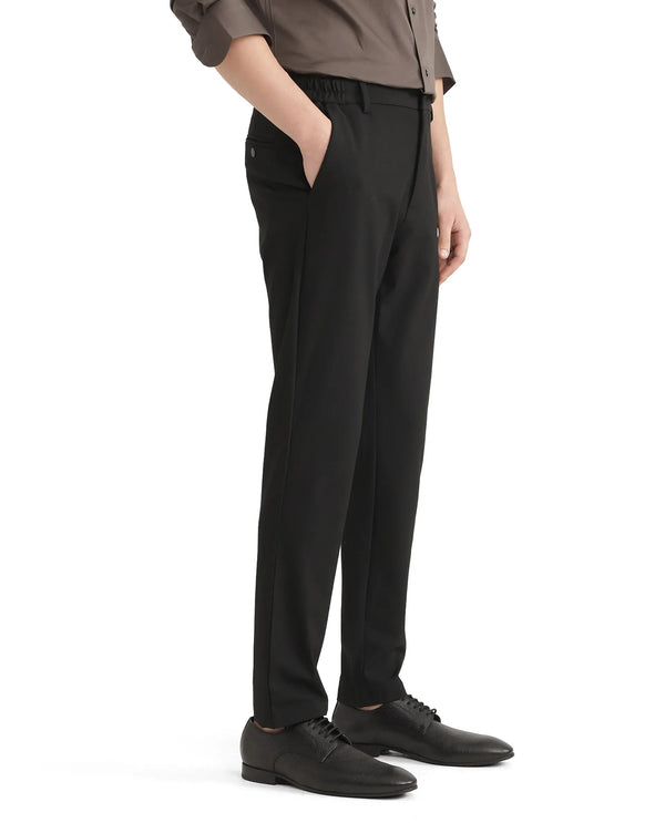 Rare Rabbit Men Travel-26 Black Cotton Elastane Fabric Button And Zip Closure Plain Trouser