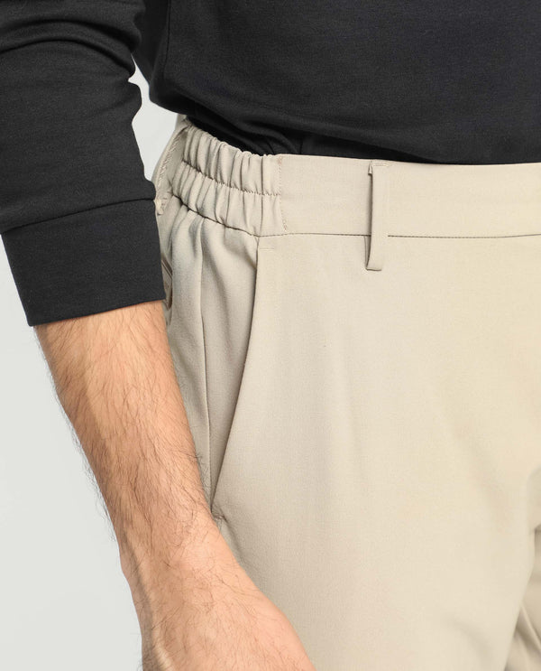 Rare Rabbit Men's Traveller Beige Solid Mid-Rise Regular Fit Trouser