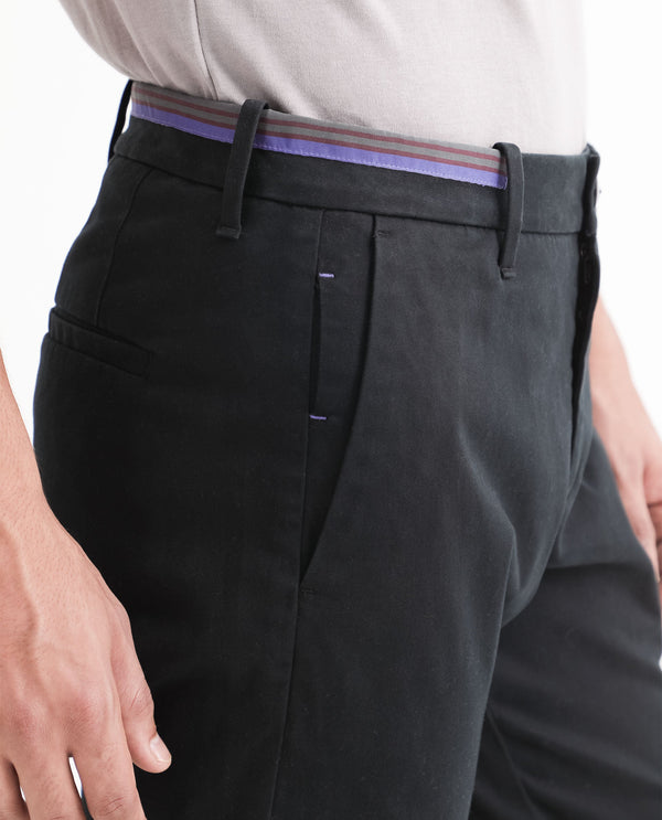 Rare Rabbit Men's Trellis Black Solid Mid-Rise Regular Fit Trouser