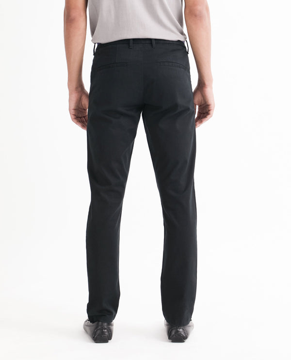 Rare Rabbit Men's Trellis Black Solid Mid-Rise Regular Fit Trouser