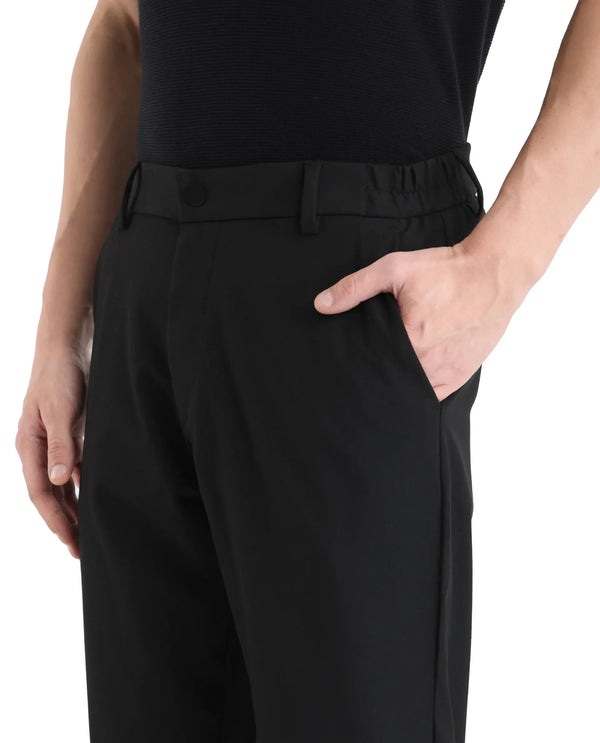 Rare Rabbit Men's Travel-11 Black Polyester Viscose Fabric Button And Zip Closure Regular Fit Plain Trouser