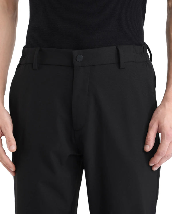 Rare Rabbit Men's Travel-11 Black Polyester Viscose Fabric Button And Zip Closure Regular Fit Plain Trouser