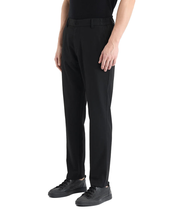 Rare Rabbit Men's Travel-11 Black Polyester Viscose Fabric Button And Zip Closure Regular Fit Plain Trouser