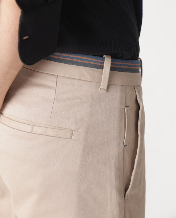 Rare Rabbit Men's Trellis Beige Solid Mid-Rise Regular Fit Stretch Trouser