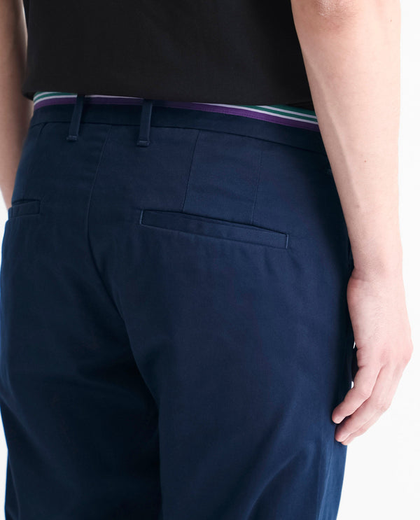 Rare Rabbit Men's Trellis Navy Solid Mid-Rise Regular Fit Stretch Trouser