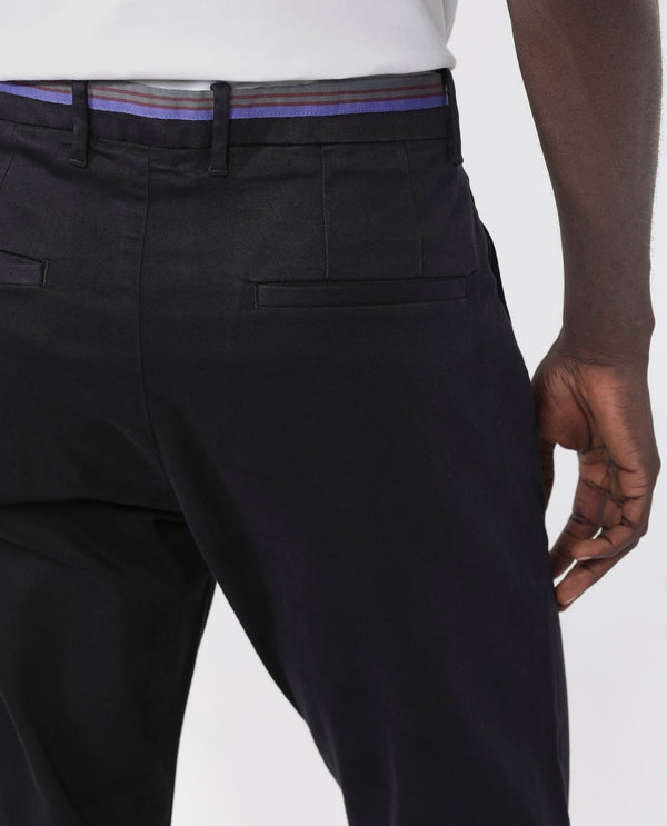 Rare Rabbit Mens Trello Black Cotton Lycra Regular Fit Solid Trouser