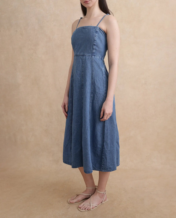 Rareism Women Trevo Blue Cotton Fabric Regular Fit Plain Dress