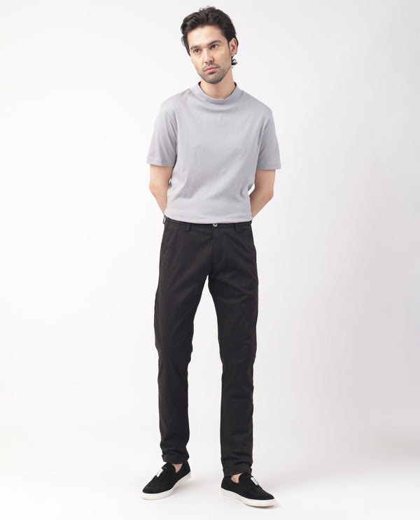 Rare Rabbit Men's Trews-22 Black Solid Mid-Rise Regular Fit Trouser
