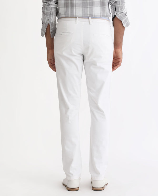 Rare Rabbit Men's Trellis White Solid Mid-Rise Regular Fit Stretch Trouser