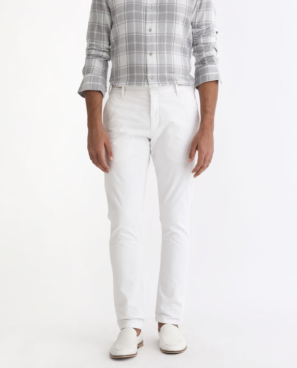 Rare Rabbit Men's Trellis White Solid Mid-Rise Regular Fit Stretch Trouser