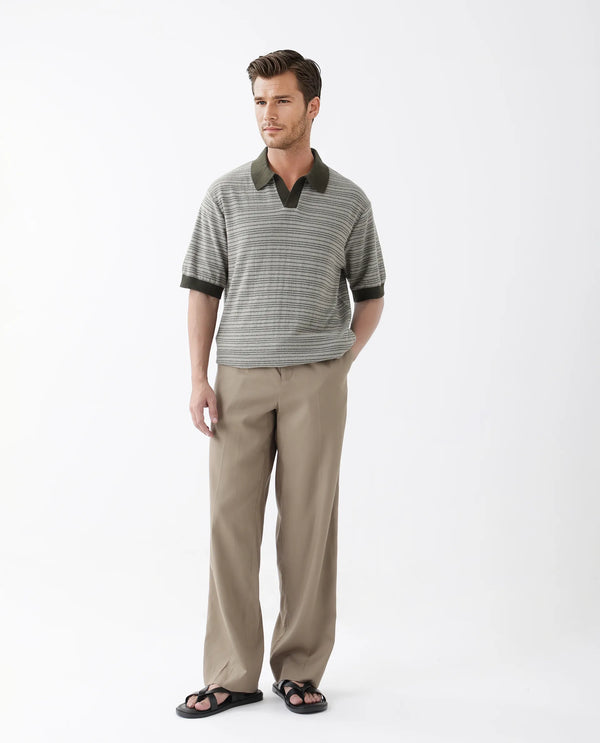 Rare Rabbit Men Trin Dark Olive Cotton Fabric Half Sleeve Spread Collar Button Closure Plain Polo