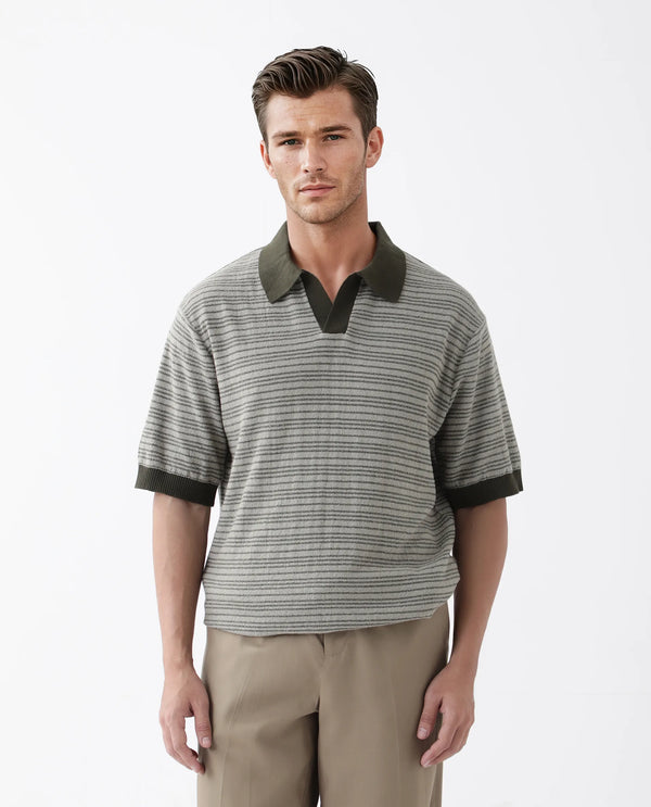 Rare Rabbit Men Trin Dark Olive Cotton Fabric Half Sleeve Spread Collar Button Closure Plain Polo