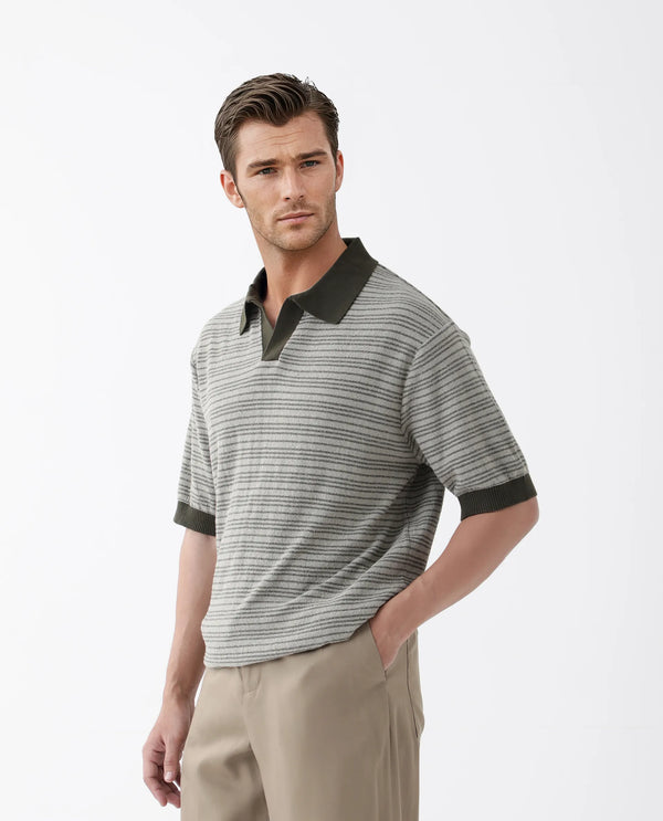 Rare Rabbit Men Trin Dark Olive Cotton Fabric Half Sleeve Spread Collar Button Closure Plain Polo