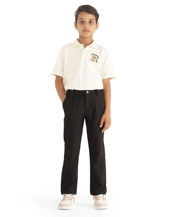 Rare Ones Kids Trove Black Cotton Poly Regular Fit Solid Trouser