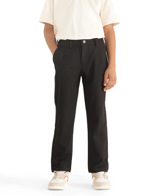 Rare Ones Kids Trove Black Cotton Poly Regular Fit Solid Trouser