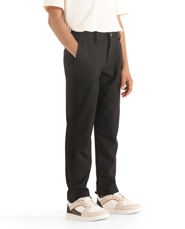 Rare Ones Kids Trove Black Cotton Poly Regular Fit Solid Trouser