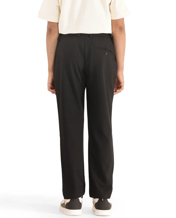 Rare Ones Kids Trove Black Cotton Poly Regular Fit Solid Trouser