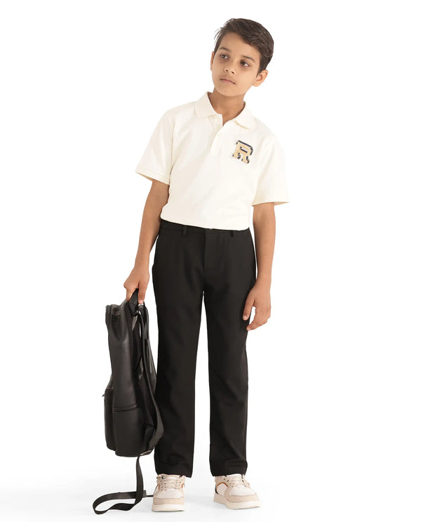 Rare Ones Kids Trove Black Cotton Poly Regular Fit Solid Trouser