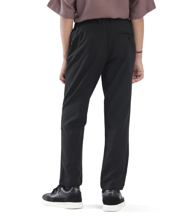 Rare Ones Kids Trove Black Cotton Poly Regular Fit Solid Trouser