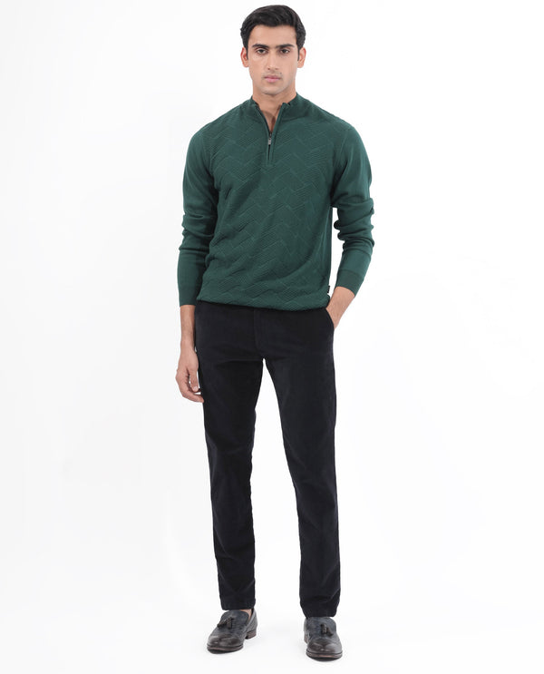 Rare Rabbit Mens Troyo Green Sweater Full Sleeve High Neck Solid