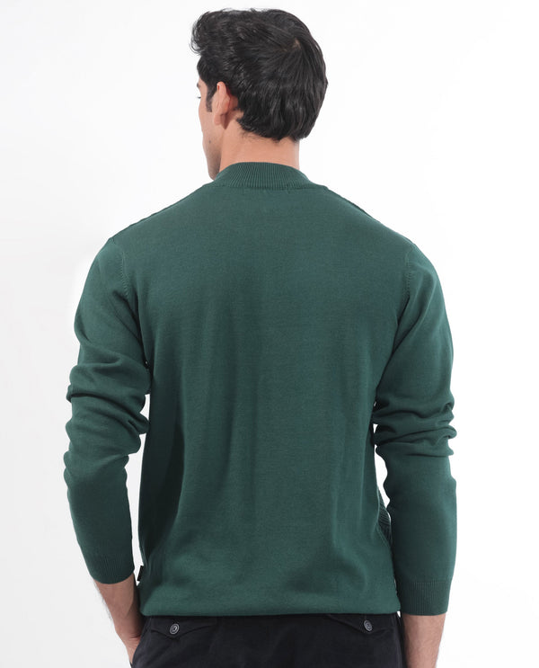 Rare Rabbit Mens Troyo Green Sweater Full Sleeve High Neck Solid