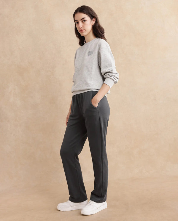 Rareism Women Trunky Dark Grey Plain Track Pant