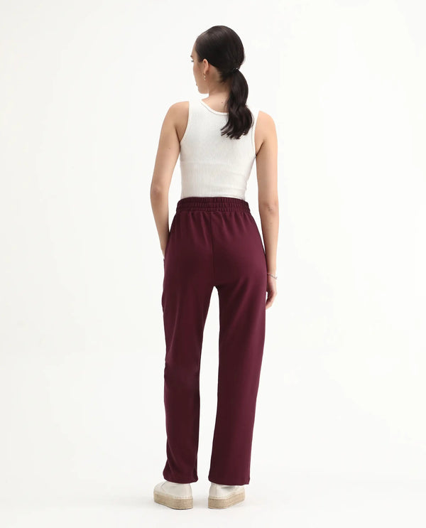 Rareism Women Trunky Maroon Plain Track Pant
