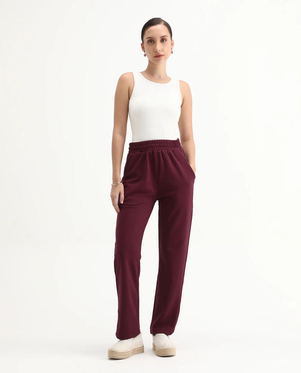 Rareism Women Trunky Maroon Plain Track Pant