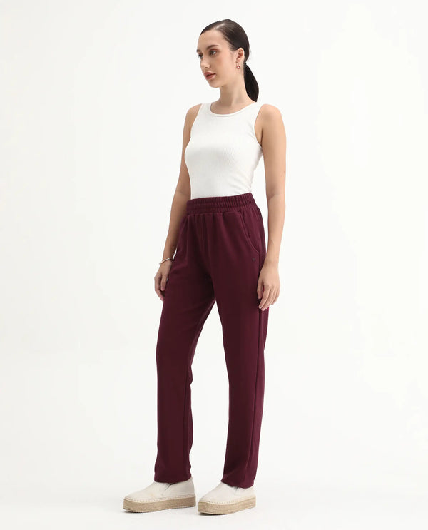 Rareism Women Trunky Maroon Plain Track Pant