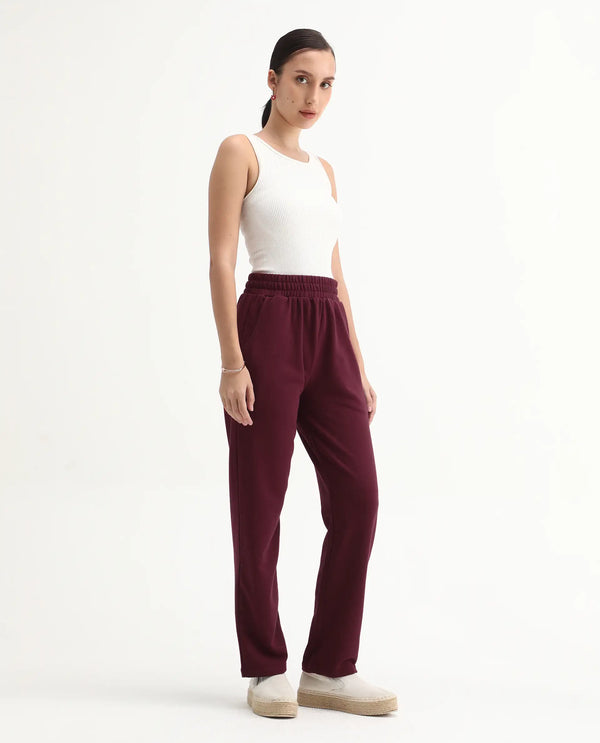 Rareism Women Trunky Maroon Plain Track Pant