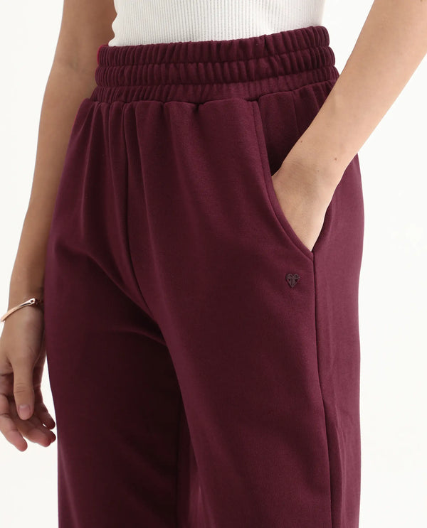 Rareism Women Trunky Maroon Plain Track Pant