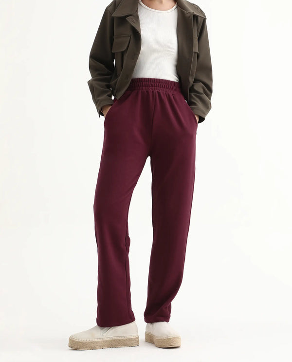 Rareism Women Trunky Maroon Plain Track Pant