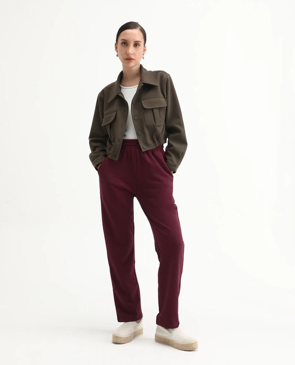 Rareism Women Trunky Maroon Plain Track Pant