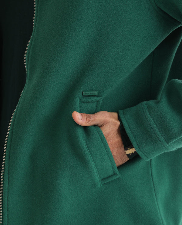 Rare Rabbit Men's Tweeder Green Textured Broad Collar Jacket