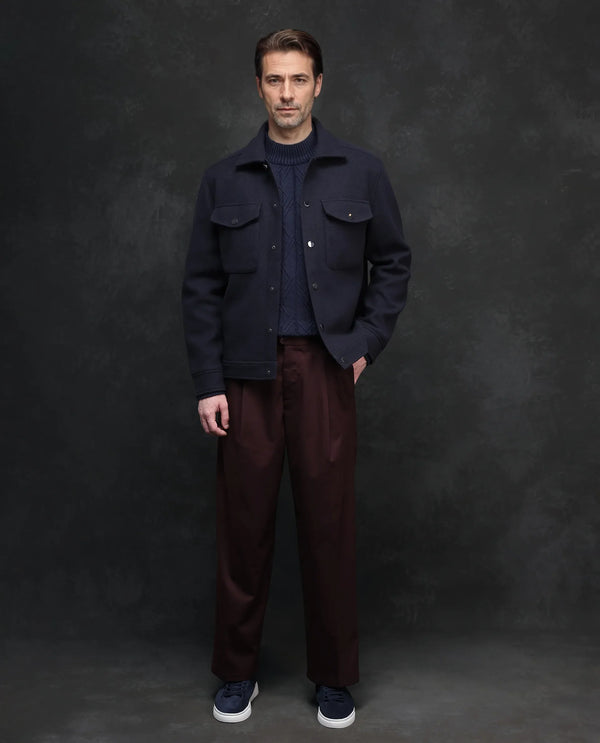 Rare Rabbit Men Tweedo-2 Dark Navy Polyester Fabric Full Sleeve Collared Neck Zipper Closure Relaxed Fit Plain Jacket