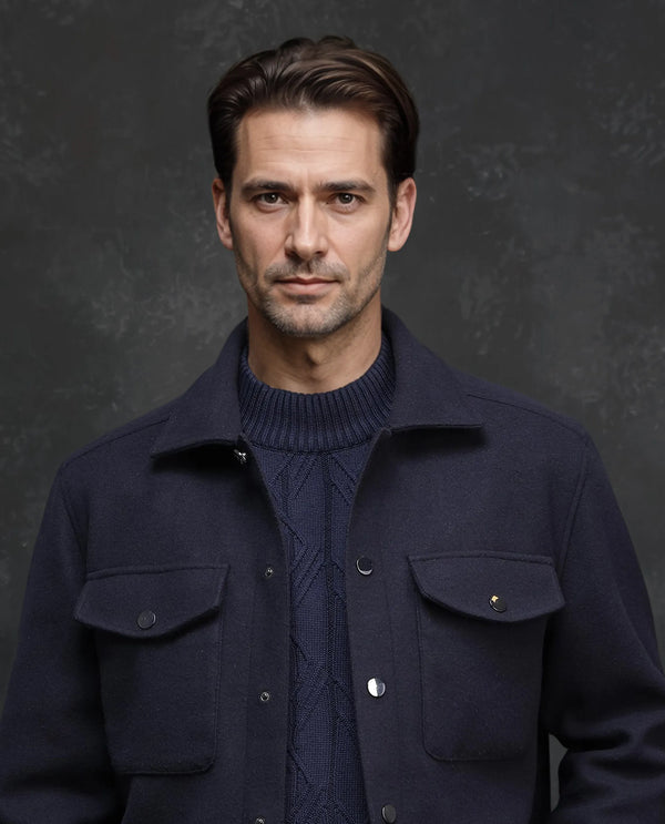 Rare Rabbit Men Tweedo-2 Dark Navy Polyester Fabric Full Sleeve Collared Neck Zipper Closure Relaxed Fit Plain Jacket