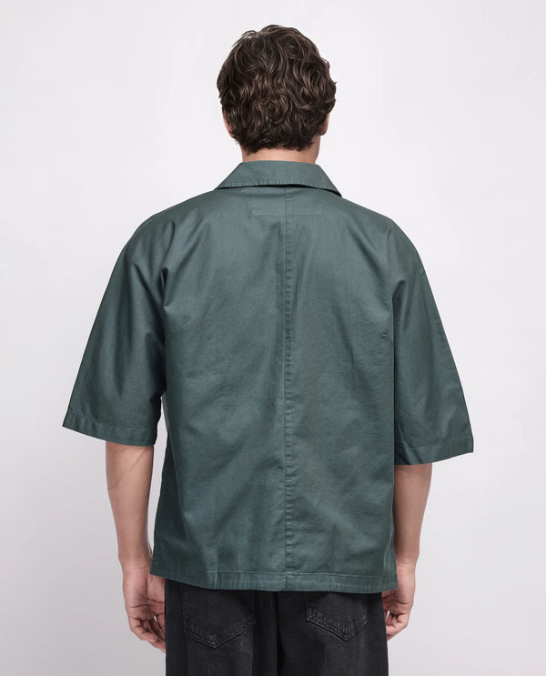 Rare Rabbit Men's Twillt Dark Green Cotton Fabric Full Sleeve Collared Neck Button Closure Plain Shirt