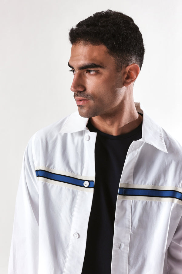 Rare Rabbit Men Macon-S White Cotton Fabric Full Sleeves Collared Neck Button Closure Plain Shirt