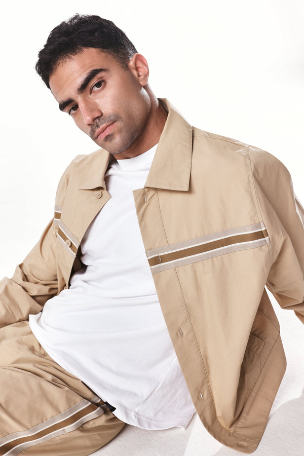 Rare Rabbit Men Macon-S Beige Cotton Fabric Full Sleeves Collared Neck Button Closure Plain Shirt