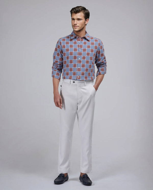 Rare Rabbit Men Ugo White Cotton Elastane Fabric Regular Fit Plain Trouser